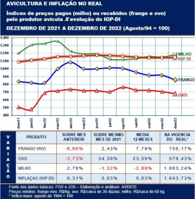 Frango, ovo, milho e inflação em 2022 e nos 28 anos e meio de vigência do real