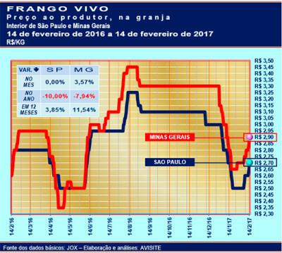 Mercado firme garante novos ajustes do frango vivo