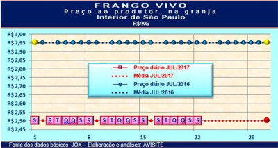 Desempenho do frango vivo na terceira semana de julho